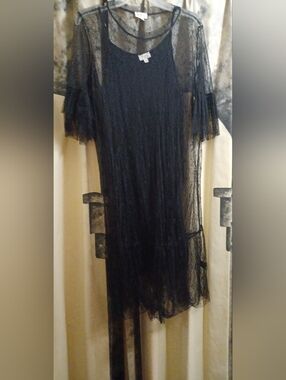 POL Black Dress W/Lace Overlay & Slip Dress